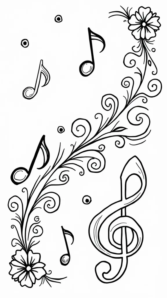 music notes coloring page